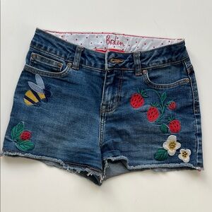 Mini Boden Embroidered Denim Shorts